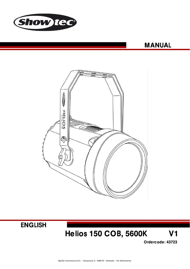 Page 1 de la notice Manuel utilisateur Showtec Helios 150 COB
