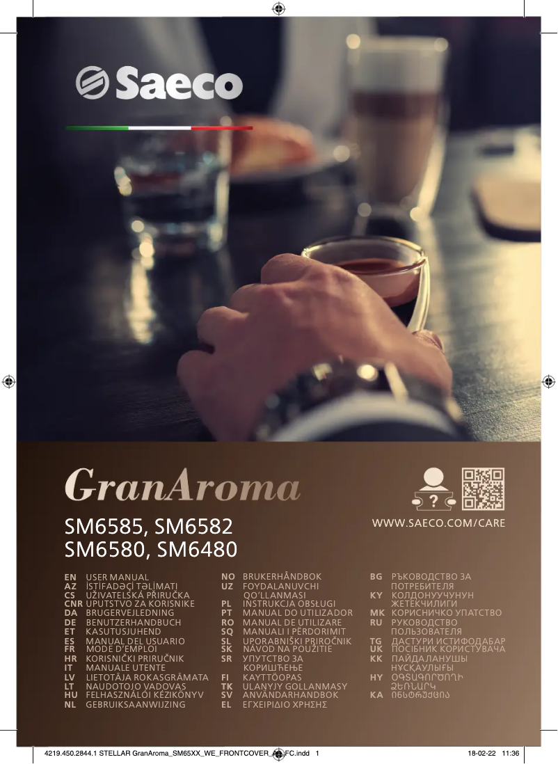 Page 1 de la notice Manuel utilisateur Saeco Saeco Granaroma SM6580