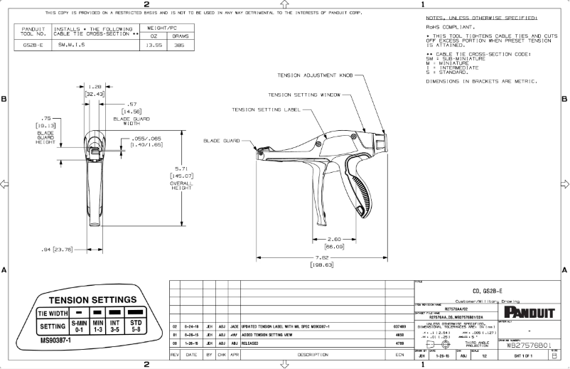Page n°1 - Dessin technique Panduit GS2B-E