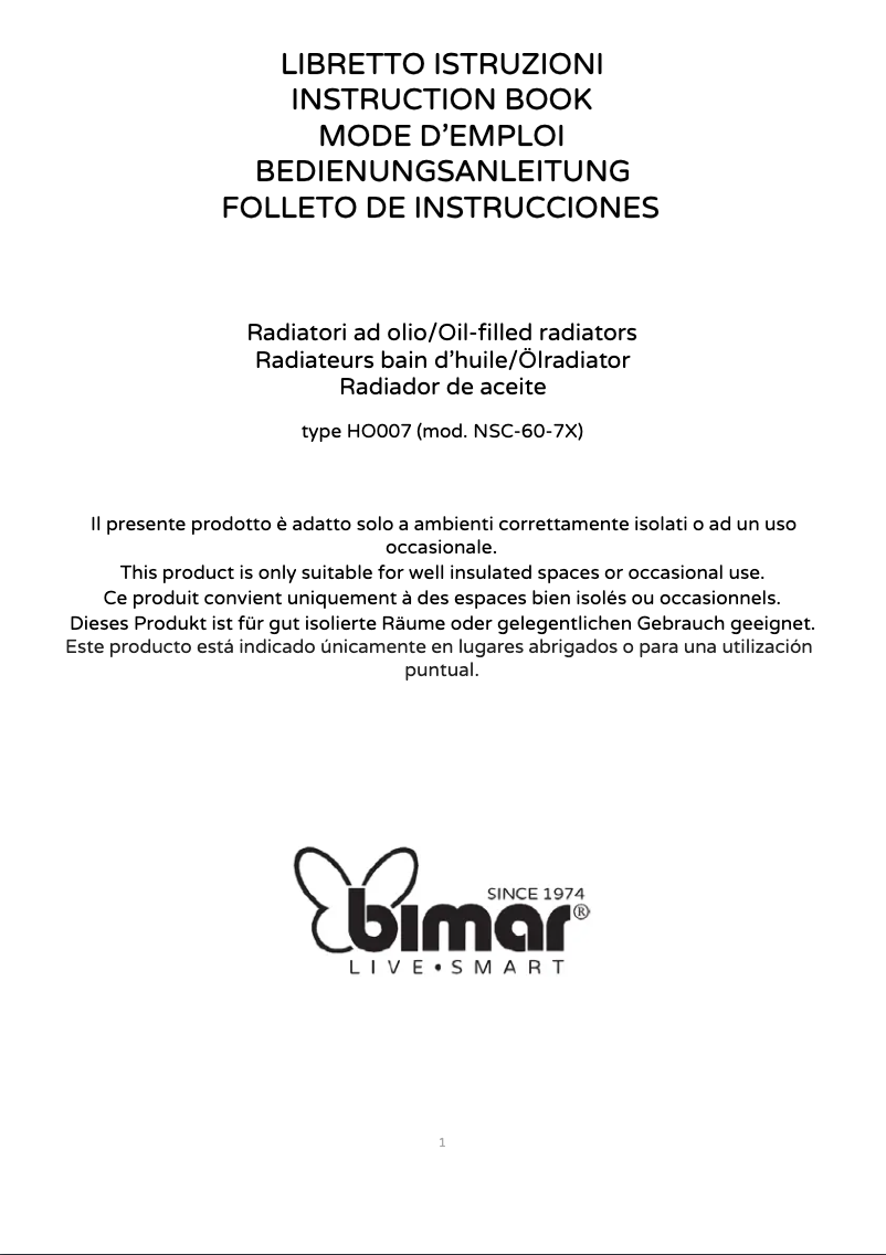 Page 1 de la notice Manuel utilisateur Bimar HO007