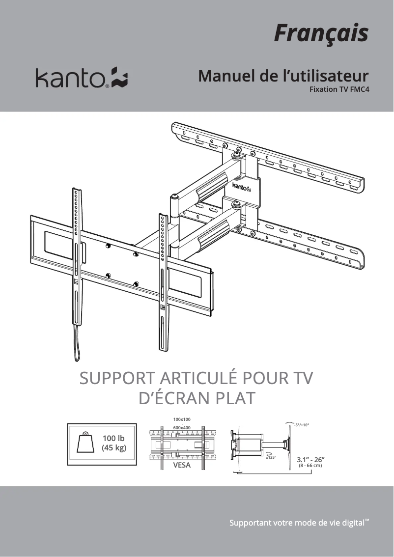 Page 1 de la notice Manuel utilisateur Kanto FMC4
