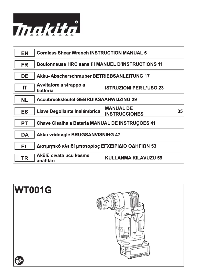 Page 1 de la notice Manuel utilisateur Makita WT001G