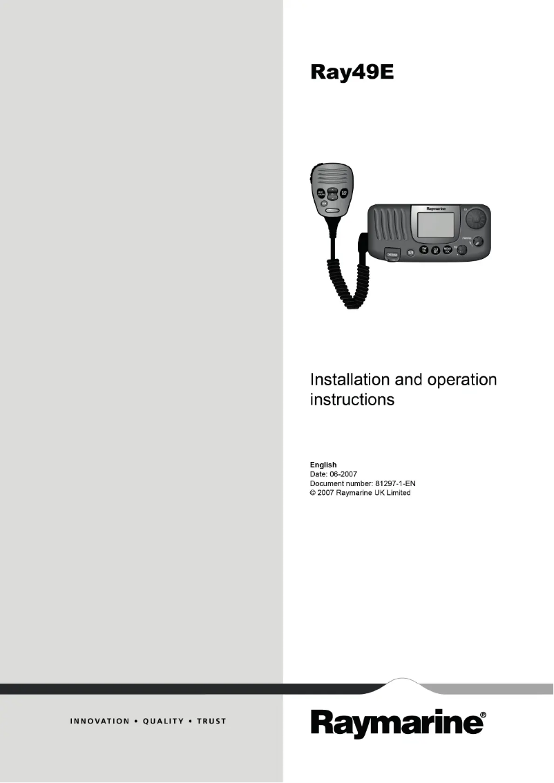 Página 1 del manual Manual de usuario Raymarine Ray 49E VHF