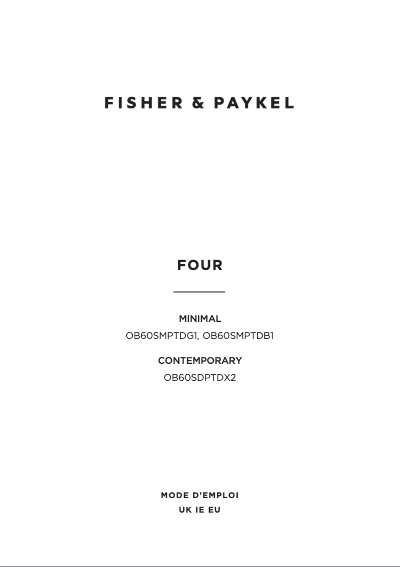 Page 1 de la notice Guide d'installation Fisher & Paykel OB60SMPTDG1