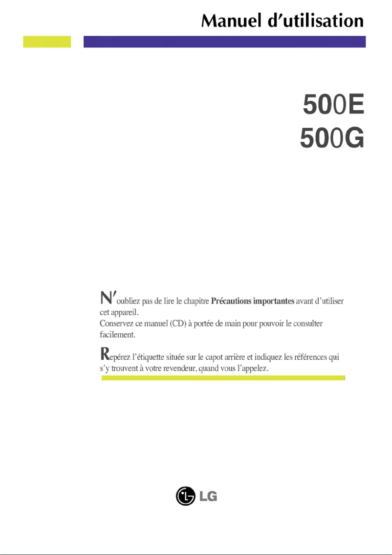 Page 1 de la notice Manuel utilisateur LG 505G