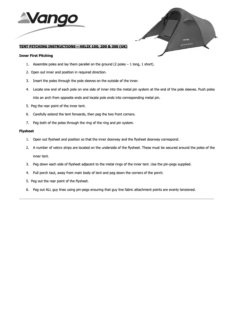 Página 1 del manual Manual de usuario Vango Helix 300