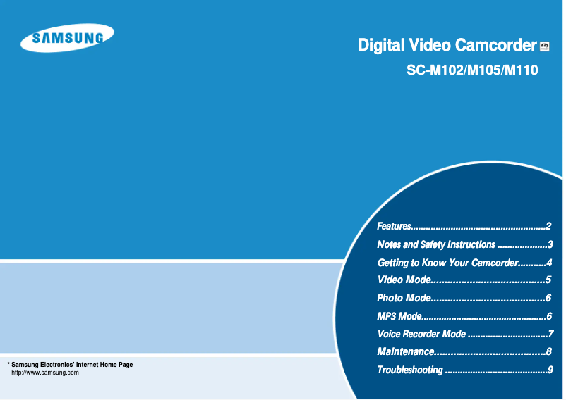 Page 1 de la notice Guide de démarrage rapide Samsung SC-M102
