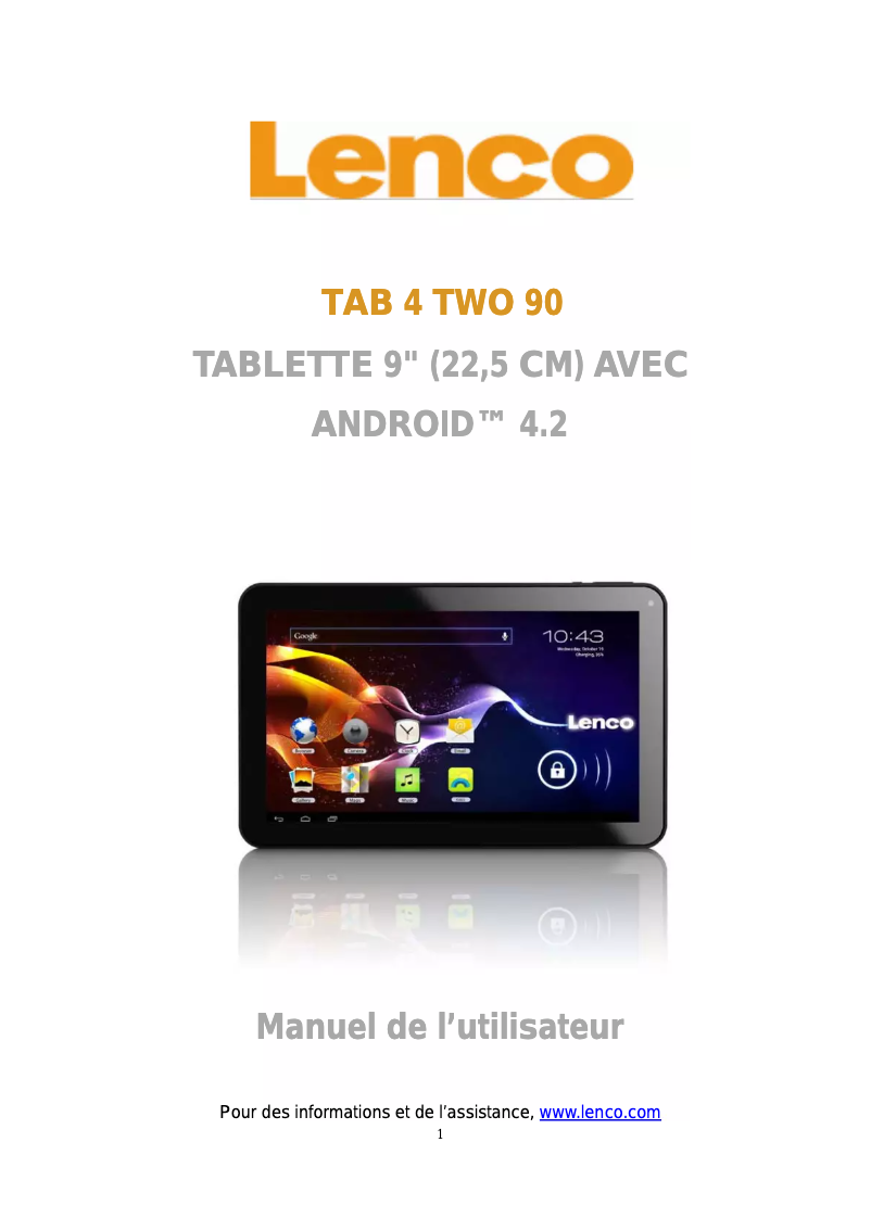 Image de la première page du manuel de l'appareil TAB 4 TWO 90