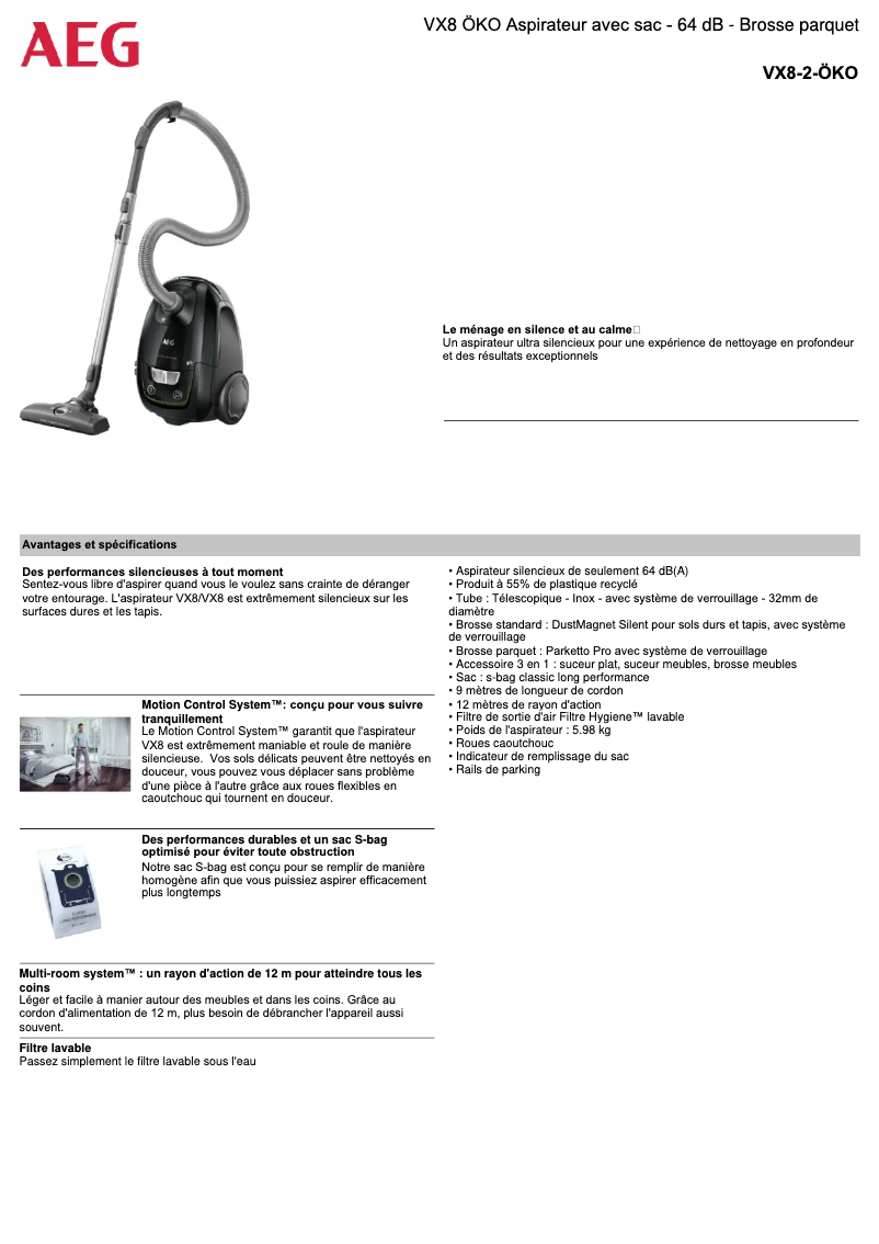 Image de la première page du manuel de l'appareil VX8-2-ÖKO