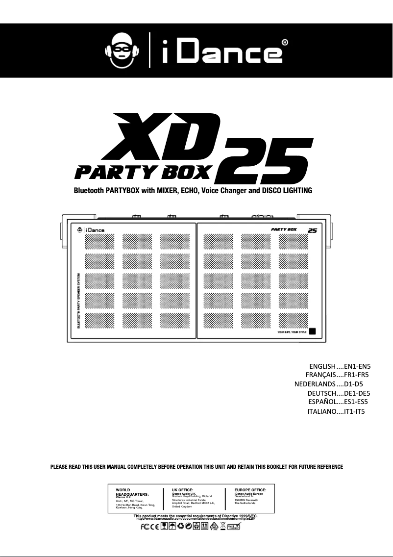 Page 1 de la notice Manuel utilisateur iDance Party Box XD25