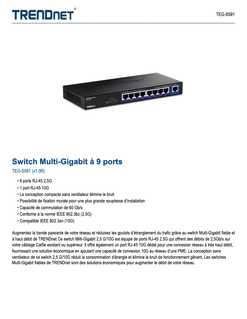 Image de la première page du manuel de l'appareil TEG-S591