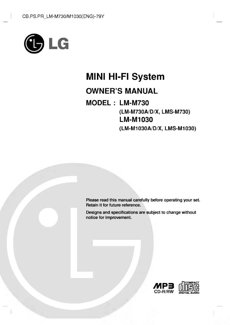 Page 1 de la notice Manuel utilisateur LG LM-M1030A