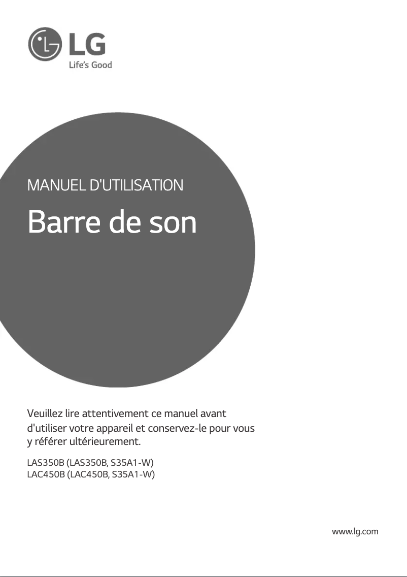 Page n°1 - Manuel utilisateur LG LAS350B