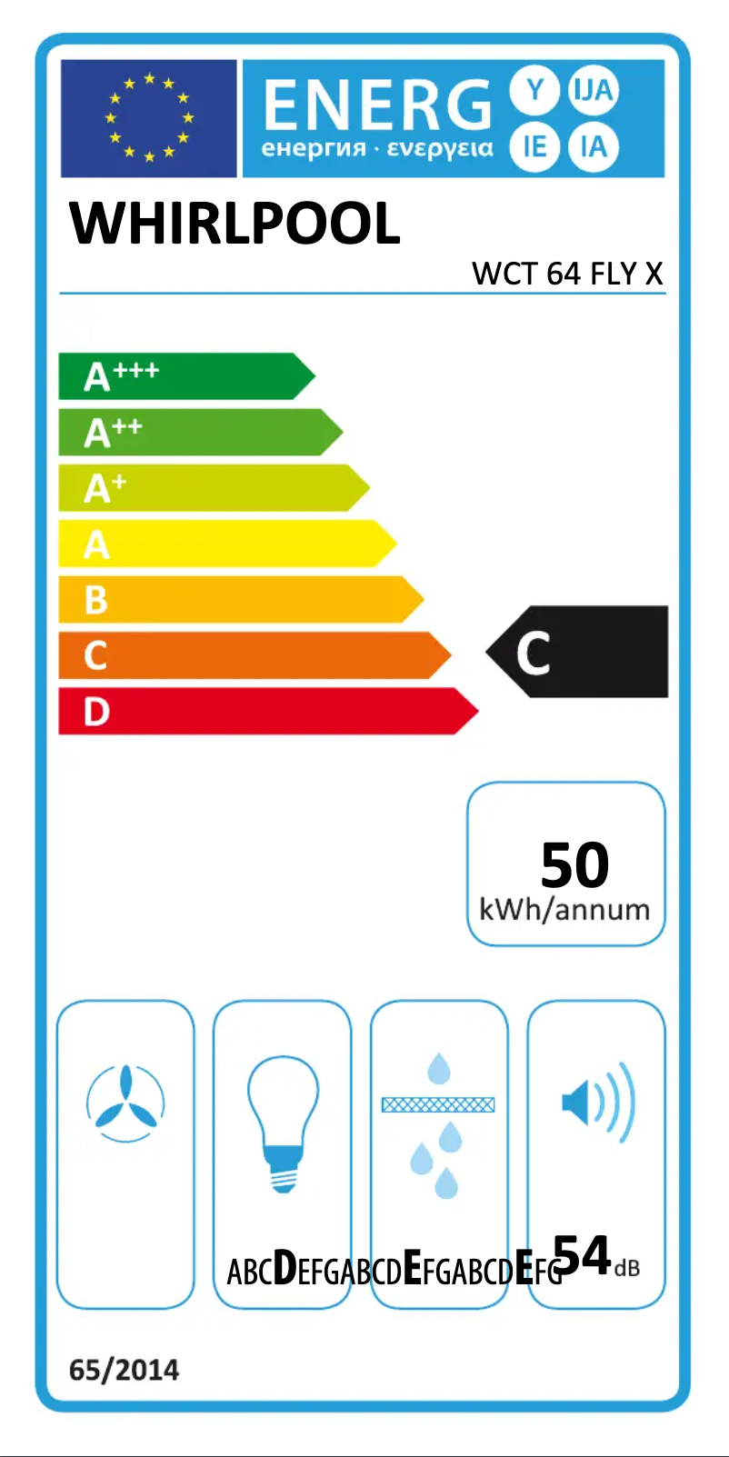 Page 1 de la notice Label énergétique Whirlpool WCT 64 FLY X