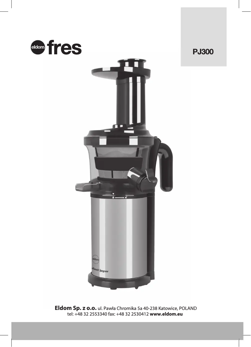 Page 1 de la notice Manuel utilisateur Eldom Fres PJ300