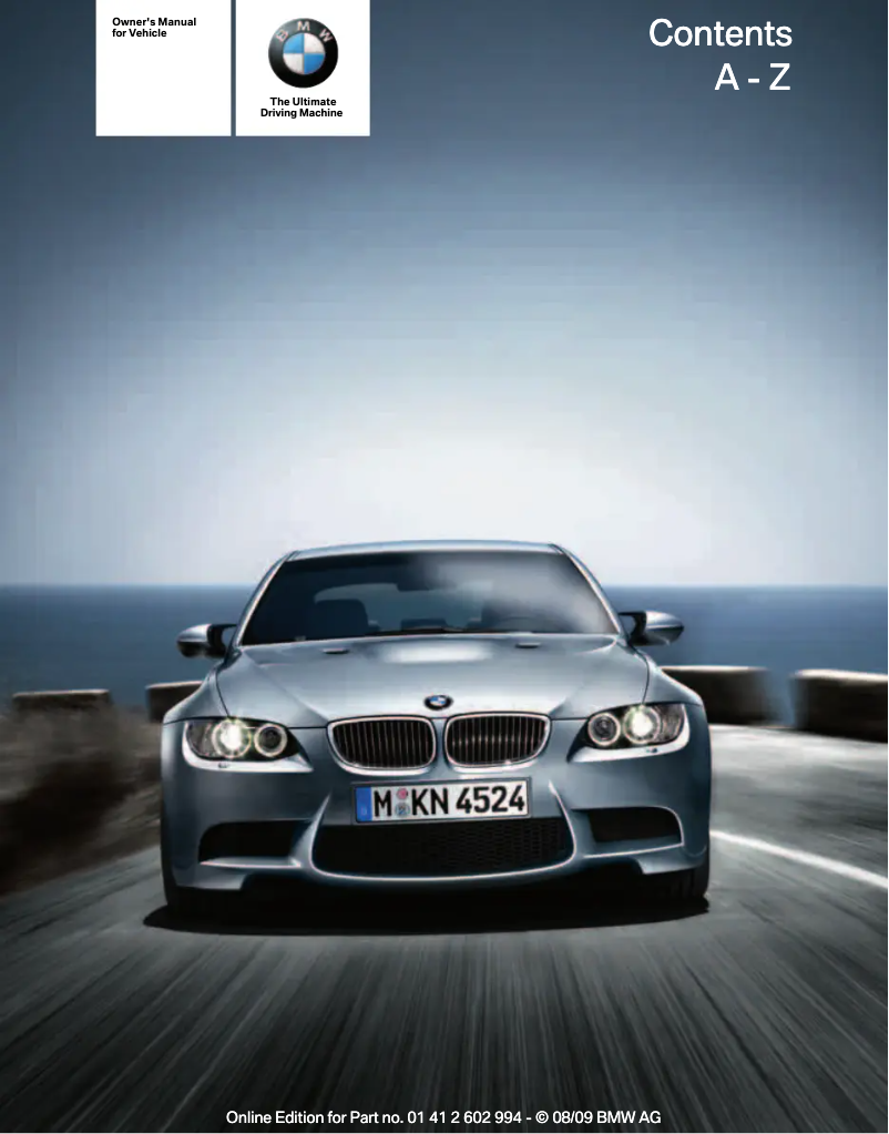 Page 1 de la notice Manuel utilisateur BMW M3 Sedan (2010)