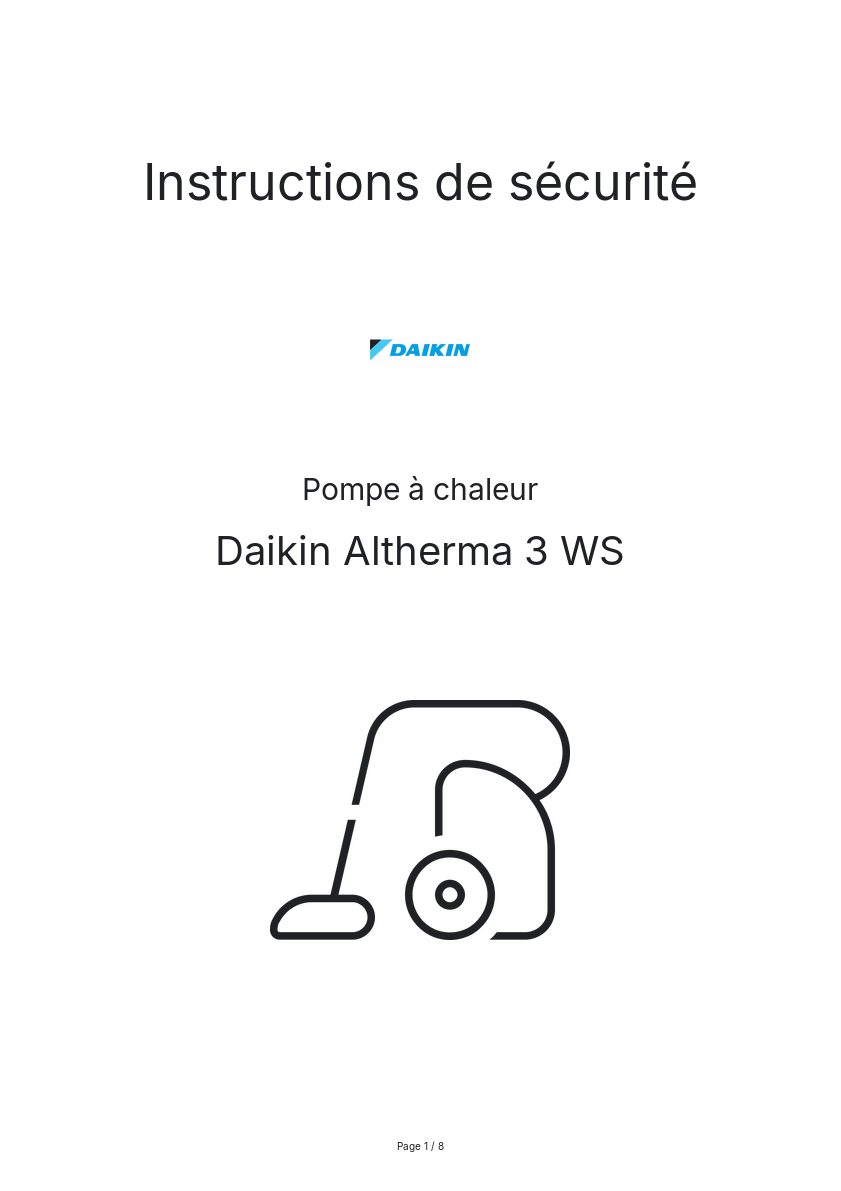 Image de la première page du manuel de l'appareil Altherma 3 WS