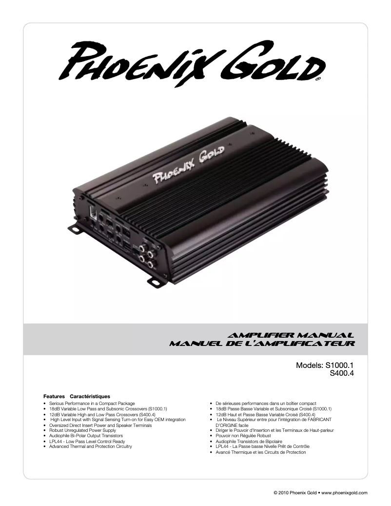 Page 1 de la notice Manuel utilisateur Phoenix Gold S400.4