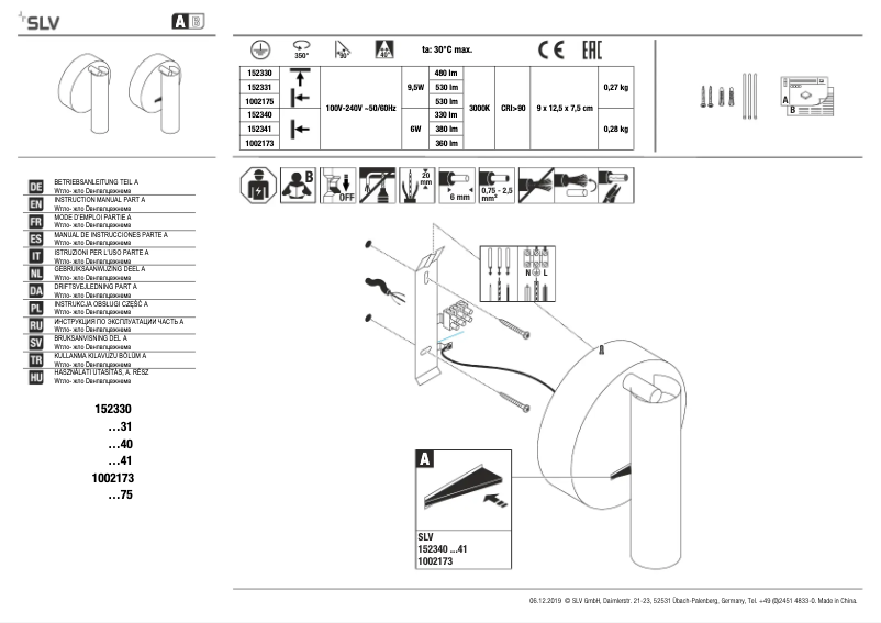 Page 1 de la notice Manuel utilisateur SLV 152341