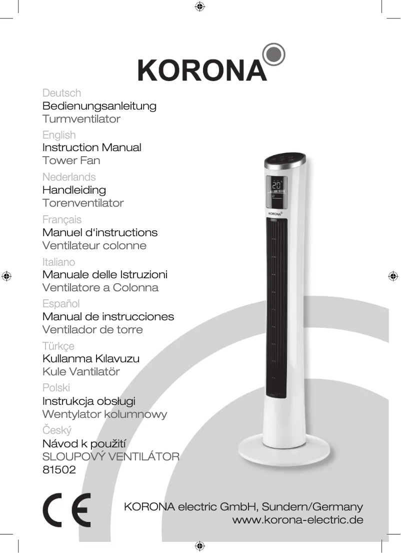 Page n°1 - Manuel utilisateur Korona 81502