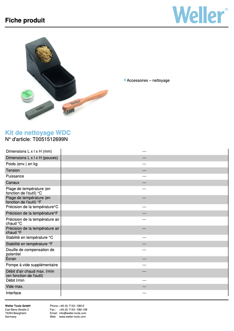 Page n°1 - Fiche technique Weller WDC