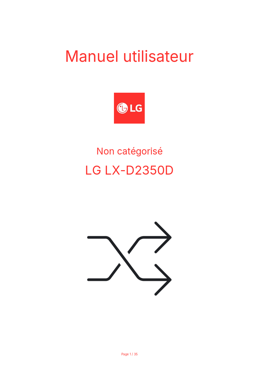 Page n°1 - Manuel utilisateur LG LX-D2350D