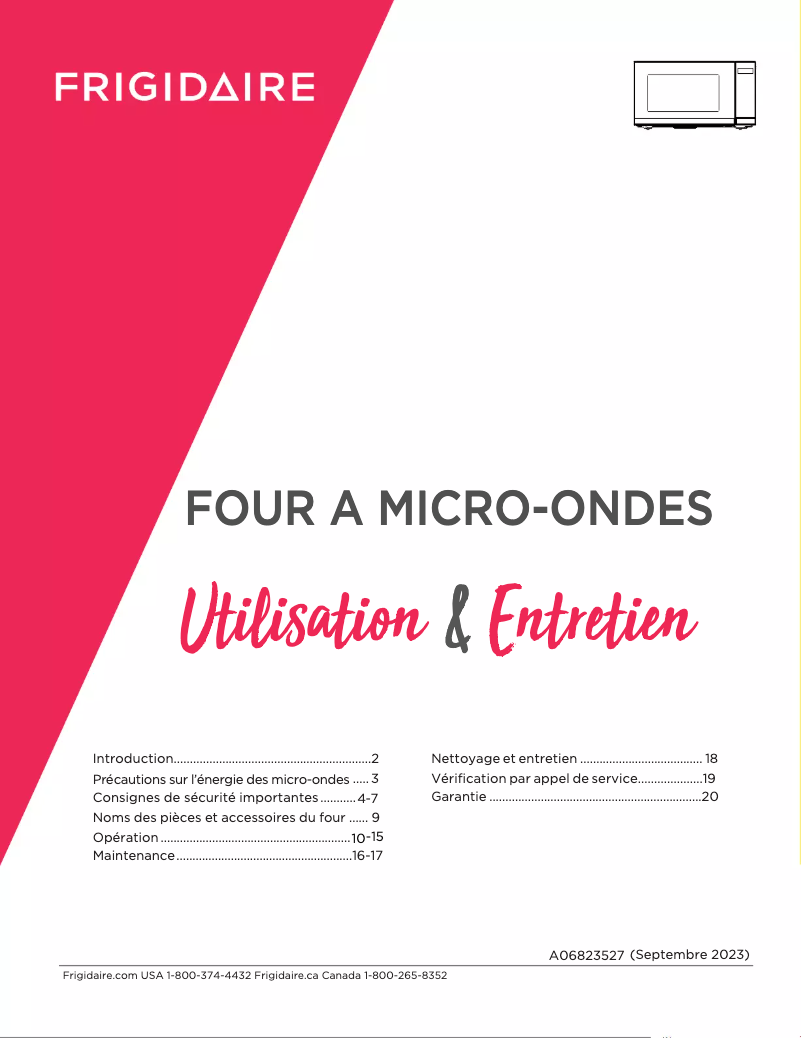 Page n°1 - Manuel utilisateur Frigidaire GMBS3068AD