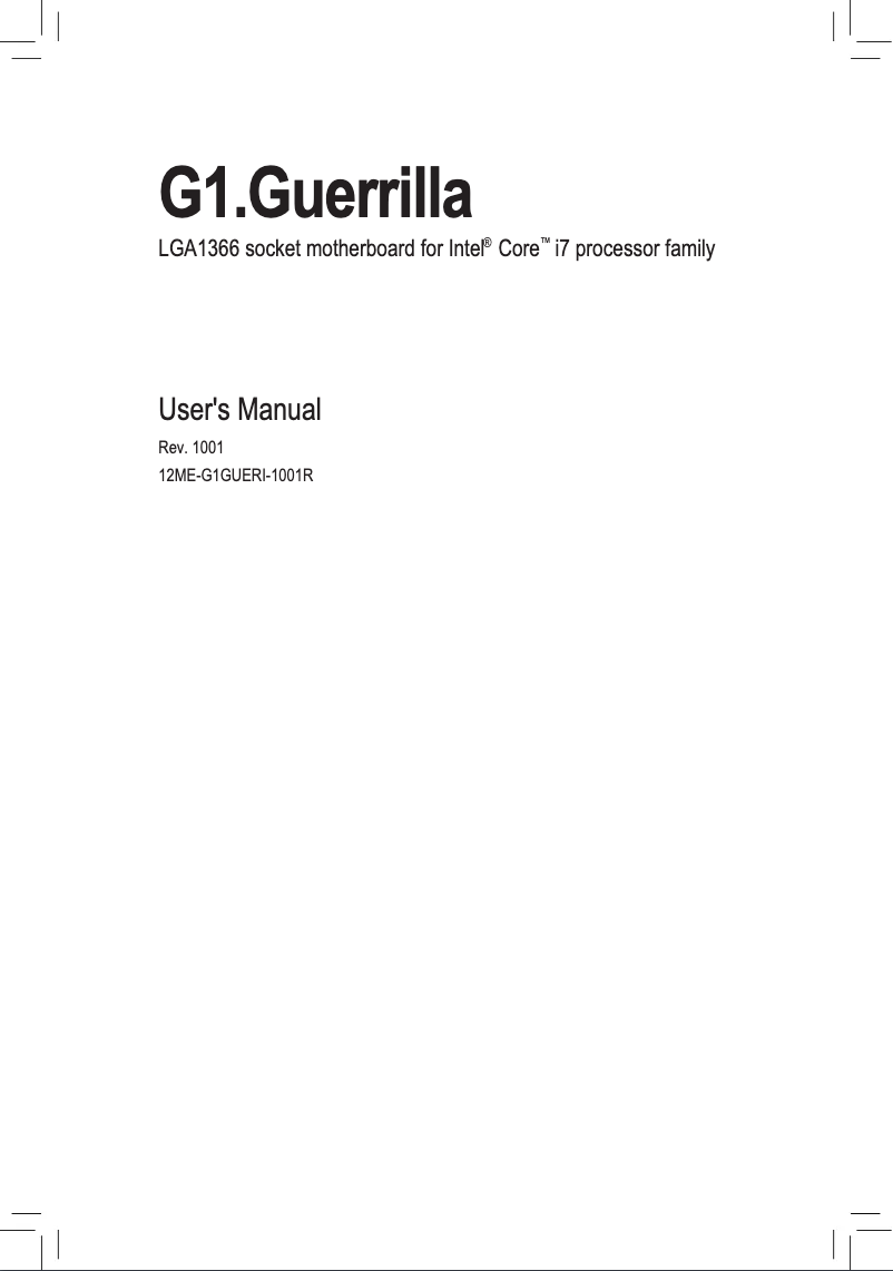 Page 1 de la notice Manuel utilisateur Gigabyte GA-X58-G1