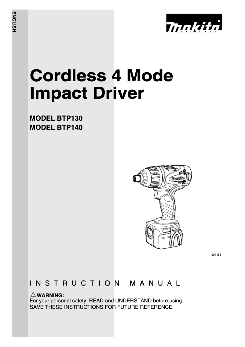 Page n°1 - Manuel utilisateur Makita BTP140RFE