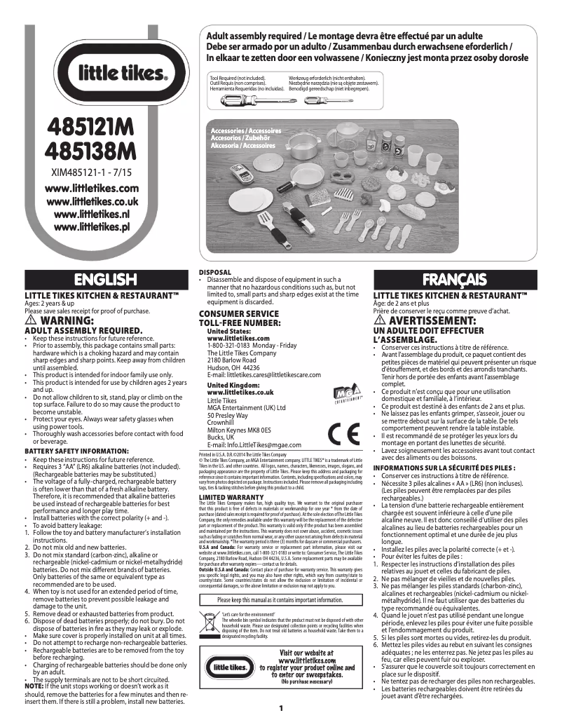 Imagen de la primera página del manual del dispositivo Tikes Kitchen & Restaurant