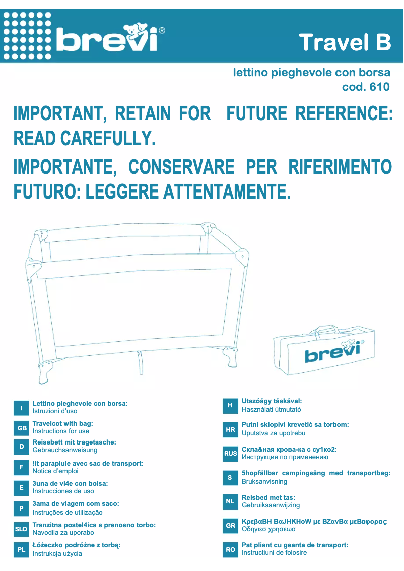 Page 1 de la notice Manuel utilisateur Brevi Travel B