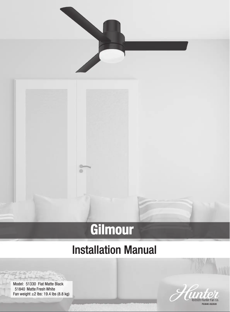 Page 1 de la notice Manuel utilisateur Hunter Gilmour 51330