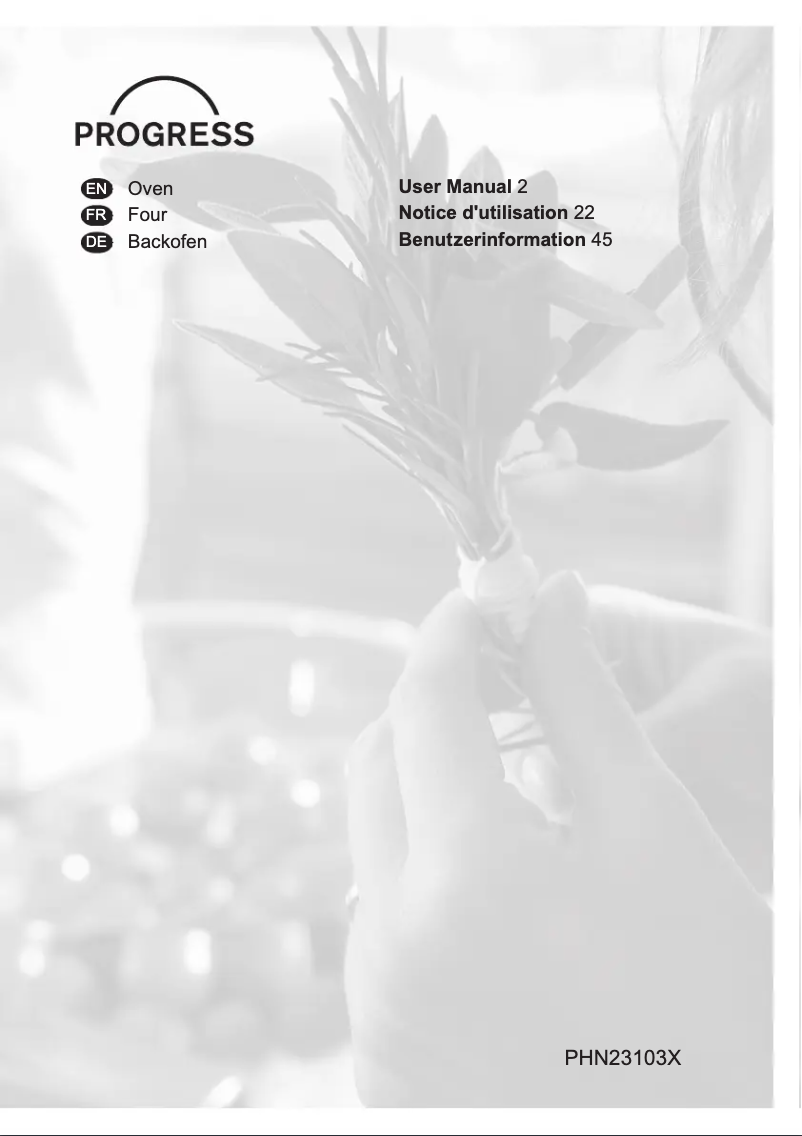 Page n°1 - Manuel utilisateur Progress PHN23103X