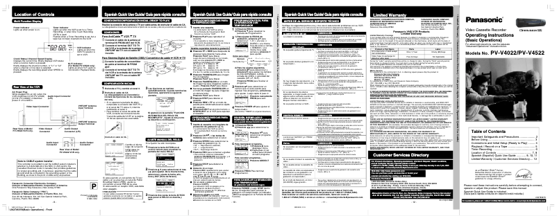 Page 1 de la notice Manuel utilisateur Panasonic PV-V4022