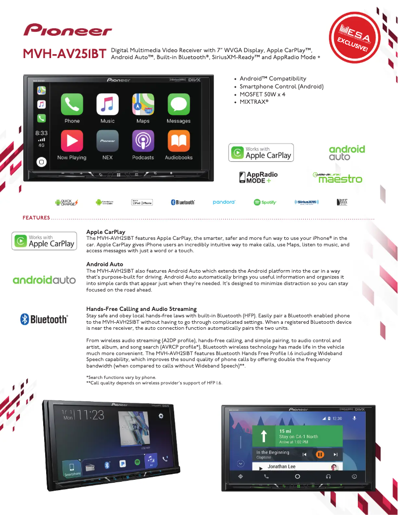 Page 1 de la notice Brochure Pioneer MVH-AV251BT