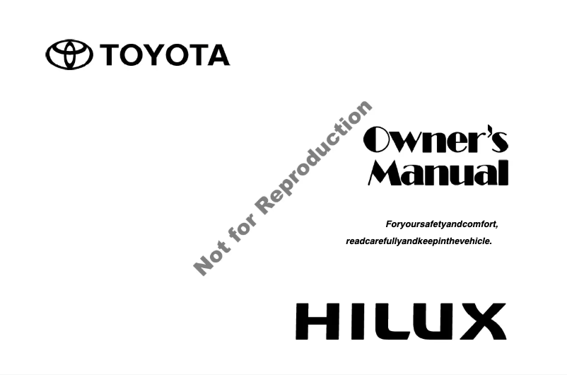 Page 1 de la notice Manuel utilisateur Toyota Hilux (2008)