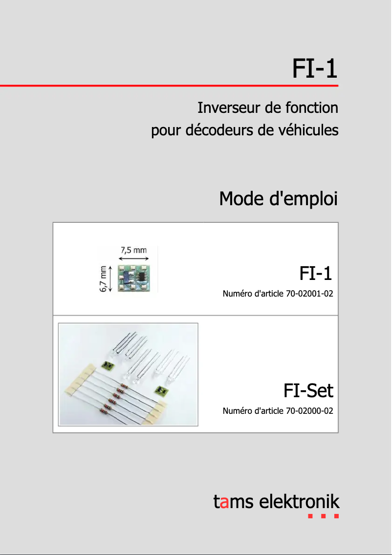 Page 1 de la notice Manuel utilisateur Tams Elektronik FI-1