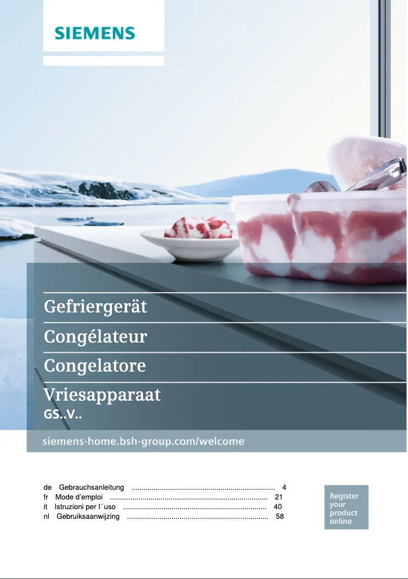 Page 1 de la notice Fiche technique Siemens GS36VVWEV