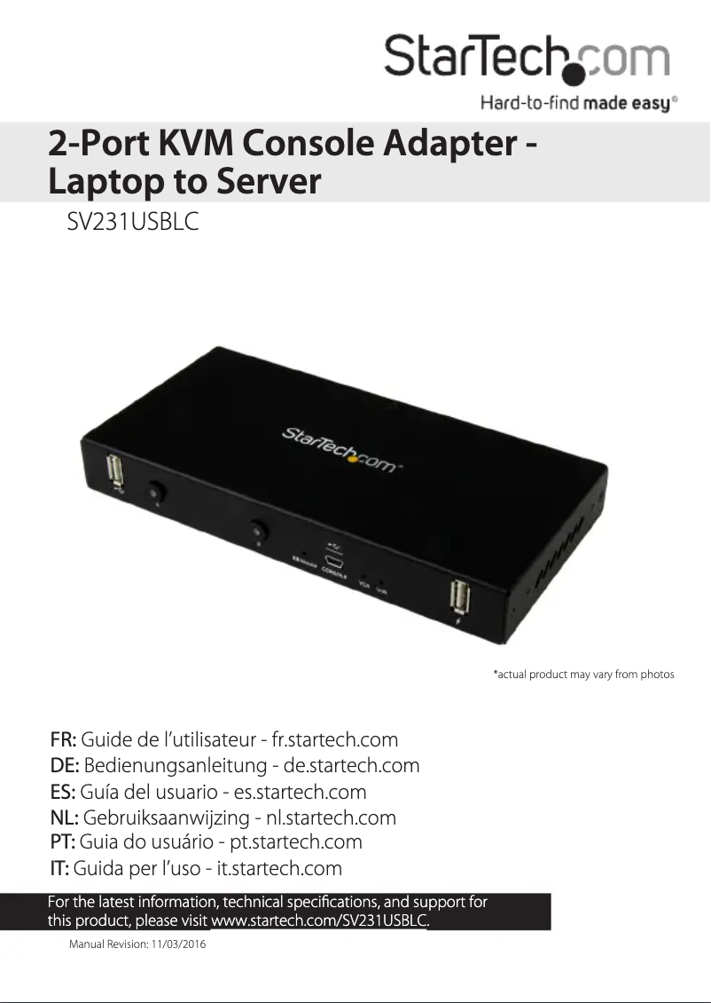 Page 1 de la notice Manuel utilisateur StarTech.com SV231USBLC