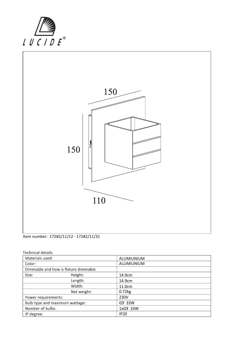 Page 1 de la notice Manuel utilisateur Lucide Bok