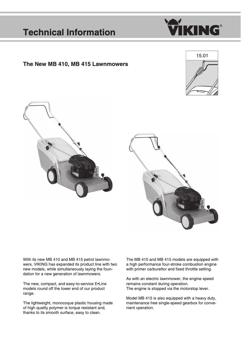 Page 1 de la notice Manuel utilisateur Viking MB 415