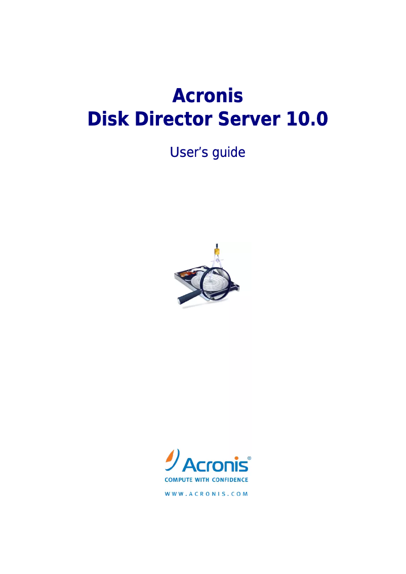 First page image of the manual for Disk Director Server 10.0, w/AAP, 500-1249u, Win, EN