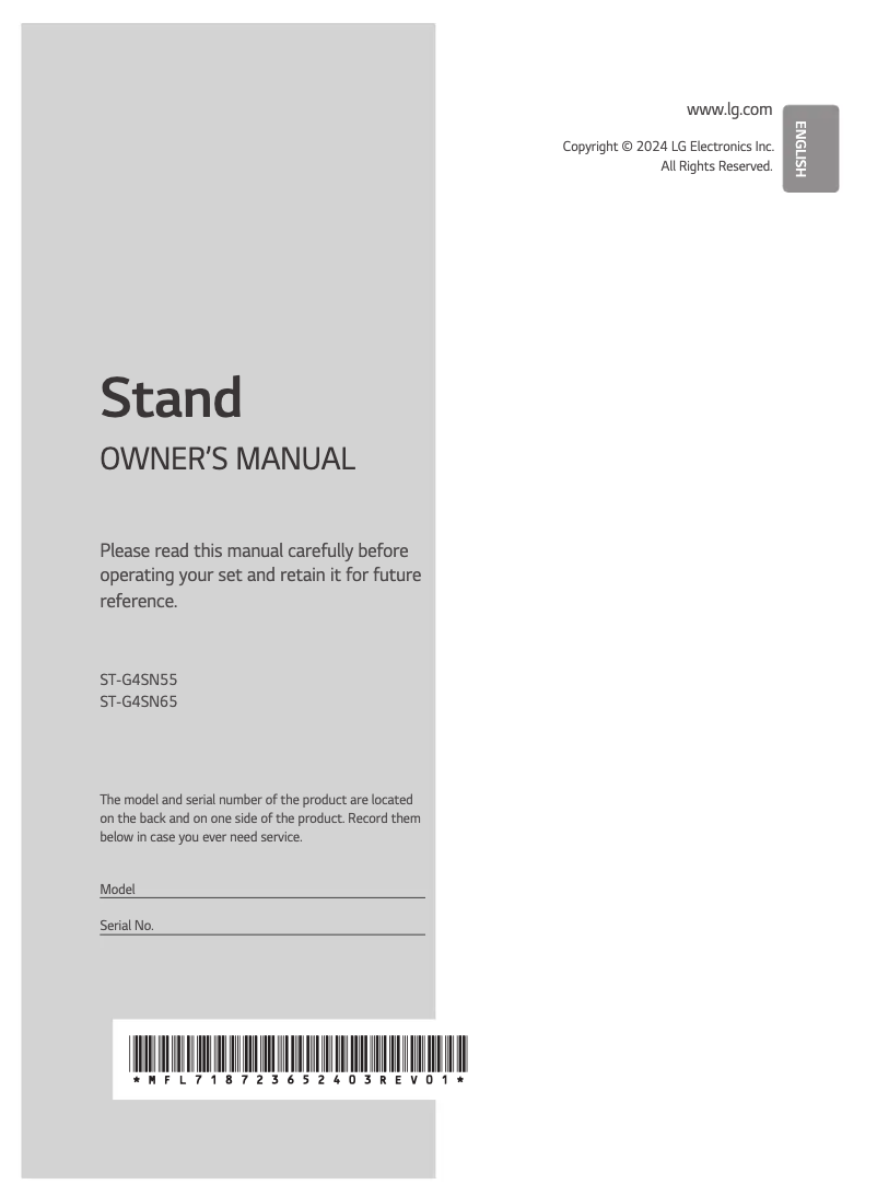Page n°1 - Manuel utilisateur LG ST-G4SN65