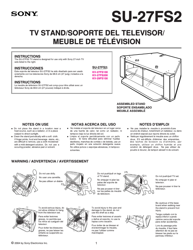 Image de la première page du manuel de l'appareil KV-27FS100