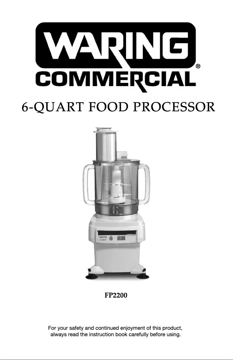 Page n°1 - Instructions / montage Waring Commercial FP2200