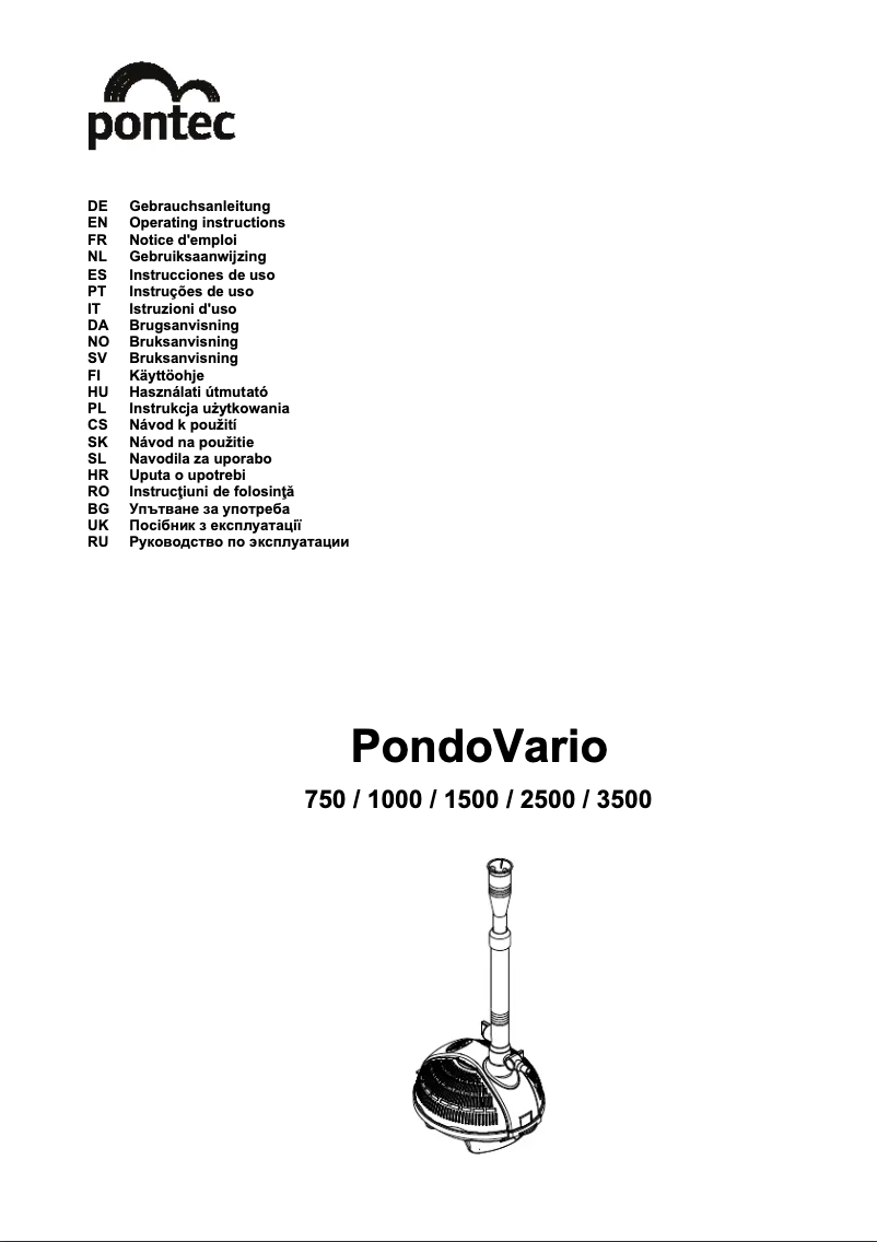 Page n°1 - Manuel utilisateur Pontec PondoVario 1000