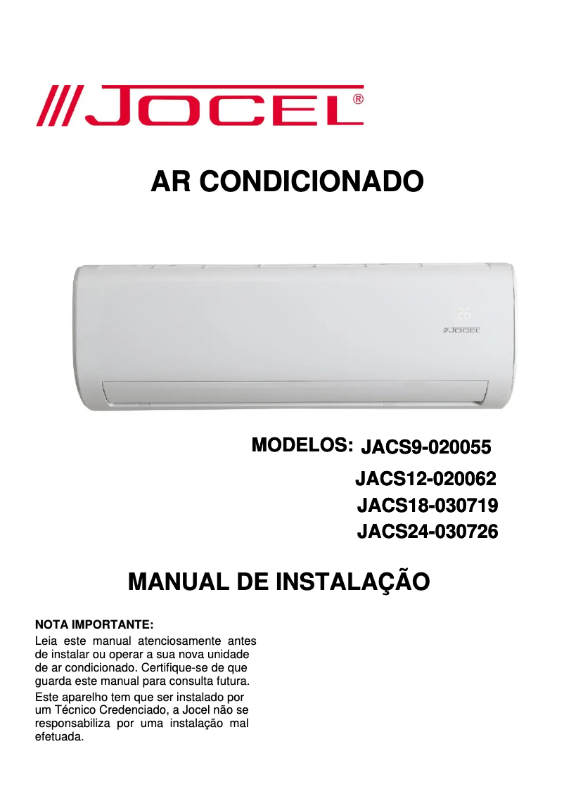 Page 1 de la notice Guide d'installation Jocel JACS18-030719