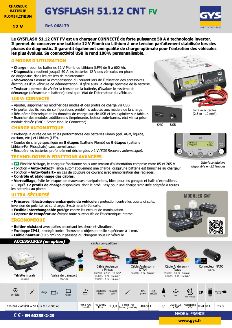 Page n°1 - Fiche technique GYS Gysflash 51.12 CNT FV