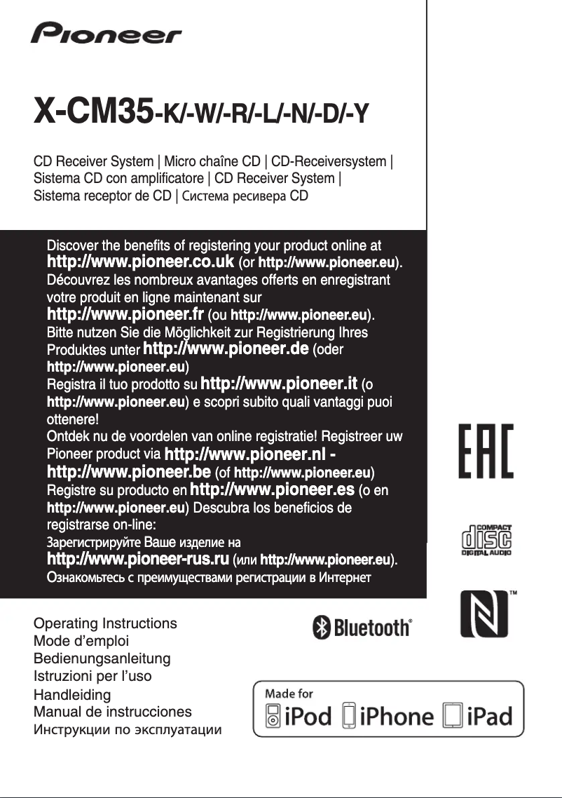 Page 1 de la notice Manuel utilisateur Pioneer X-CM35