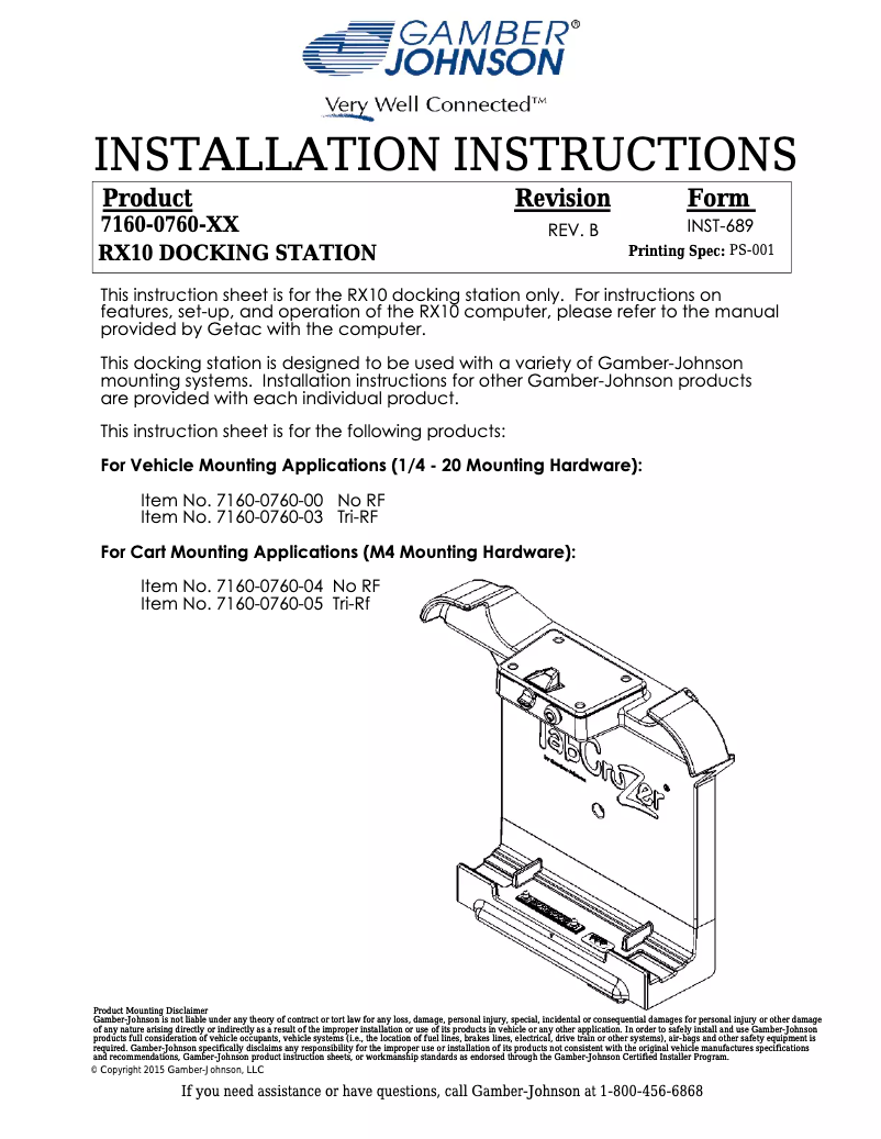 Image de la première page du manuel de l'appareil 7160-0760
